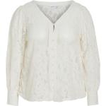 Hvide Langærmede skjorter i Bomuld med V-udskæring Størrelse XL til Damer 