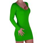 Grønne Korte EyeCatchClothing Aftenkjoler i Jersey med V-udskæring Med lange ærmer Størrelse XL med Stretch til Damer 