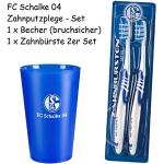 FC Schalke 04 Dental Care Set / Toothbrush Pack of 2 / 1 x Toothbrush Cup S04