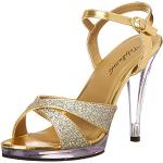 FLAIR-419G 4 1/2" Heel, 1/Sexy Shoes - 3" Platform Criss Cross Ankle Strap Sandal Gold Multi Gltr/Clr 2 UK
