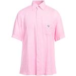 Pinke Fred Perry Kortærmede skjorter i Hør Button down med korte ærmer Størrelse XL til Herrer 
