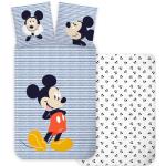 Mickey Mouse sengetøj - 140x200cm - Stribet Mickey Mouse sengesæt - 100% bomulds Disney sengesæt