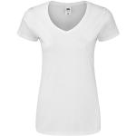 Hvide Fruit of the Loom Bæredygtige T-shirts med v-hals i Bomuld med Øko-Tex med V-udskæring Størrelse XL til Damer på udsalg 