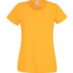 Gule Fruit of the Loom T-shirts med rund hals i Bomuld med korte ærmer Størrelse XL med Marl til Damer 