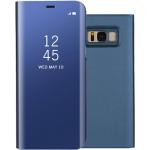 Blå Samsung Galaxy S8 Plus covers i Læder med Vindue på udsalg 
