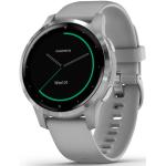 Garmin Vivoactive 4S smartwatch armbåndsur i stål med powder grå silikonerem
