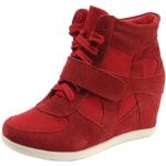Røde Klassiske Sneakers med kilehæl i Ruskind Størrelse 37 til Damer 