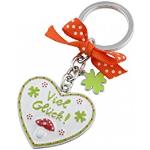 GIFTCOMPANY Gingerbread Heart, Key Ring, Good Luck White, Enamelled, L10 cm Zinc Die Casting/4 cm