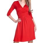 Røde Knælange Aftenkjoler med V-udskæring Med 3/4 ærmer Størrelse XL til Damer 