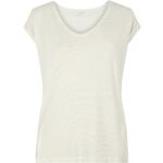 Hvide Pieces Kortærmede t-shirts med Glitter med rund udskæring med korte ærmer Størrelse XXL med Striber til Damer 