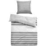 Grå stribet sengetøj 140x200 cm - Blødt bomuldssatin - Grå og hvidt sengesæt - Vendbart design - Tom Tailor