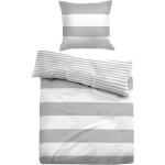 Grå stribet sengetøj 140x200 cm - Sengelinned i 100% bomuld - Grå og hvidt - Vendbart design - Tom Tailor