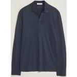 Gran Sasso Washed Linen Long Sleeve Polo Navy