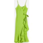 Grønne Midi H&M Wrap kjoler med Spaghettistropper med Flæser med V-udskæring Størrelse XL til Damer 