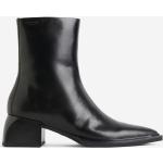 Sorte H&M Læderstøvler i Læder blokhæle Med lynlåse Størrelse 35 til Damer 
