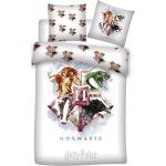 Harry Potter sengetøj - 140x200 cm - Lilla Hogwarts våbenskjold - Sengesæt 2 i 1 - Dynebetræk i 100% bomuld