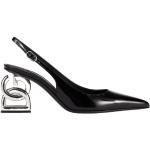 Sorte Elegant Dolce & Gabbana Sommer Slingback sandaler i Læder med spidse skosnuder Størrelse 40 til Damer på udsalg 