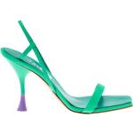 Grønne Elegant Sommer Sandaler med hæl i Læder Hælhøjde 7 - 9 cm Størrelse 39.5 til Damer på udsalg 