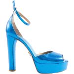 Blå Sommer Sandaler med hæl i Læder Størrelse 40 til Damer på udsalg 