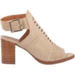 Beige Elegant Alpe Woman Shoes Sommer Sandaler med hæl med rem Størrelse 41 til Damer på udsalg 