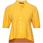 Gule HIGH Kortærmede skjorter i Bomuld med V-udskæring med korte ærmer Størrelse XXL til Damer 