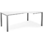 Hjørneskrivebord Duo-U, LxB 1800x1200/800 mm højre, hvid/sølv