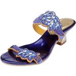 Mørkeblå Sommer Slingback sandaler Størrelse 41 med Blomstermønster til Damer 