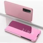 Pinke Elegant Huawei P Smart covers i Læder med Vindue på udsalg 