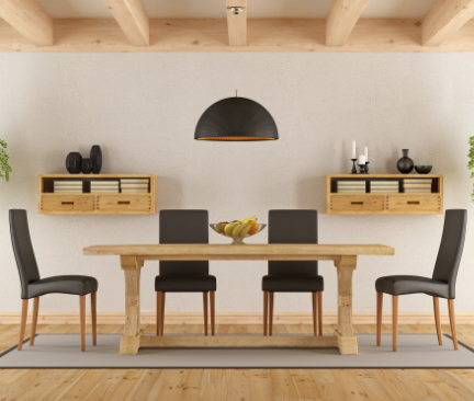 fire sorte spisebordsstole med bord