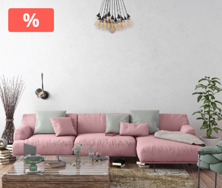 pink hjørnesofa på udsalg, lyserød sofa, hjørnesofaer på tilbud