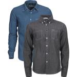 Blå JAMES HARVEST Langærmede skjorter i Denim Button down Størrelse XL til Herrer på udsalg 
