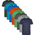 Blå James & Nicholson Bæredygtige T-shirts med v-hals i Jersey med Øko-Tex med V-udskæring Størrelse XL til Herrer 