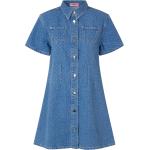 Blå Korte Custommade Aftenkjoler Størrelse XL med Prikker til Damer 