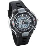 JewelryWe Mens Multifunction Watch Dual Time Night Light Analog Digital Alarm Sport Wristwatch (Gray)