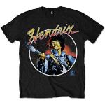 Jimi Hendrix Herren Script Circle T-Shirt, Schwarz (Black), (Herstellergröße: Medium)