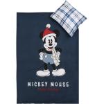 Jule sengetøj junior - 100x140cm - Mickey Mouse - Julemotiv Blå - 100% bomuld