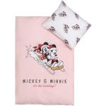 Jule sengetøj til baby 70x100 cm - Mickey og Minnie - Julemotiv Rosa - 100% bomuld