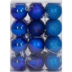 Julekugler - 24 stk Blå - 4 cm i diameter - Flot juletræspynt
