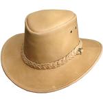 Beige Klassiske Kakadu Cowboy hatte i Læder Størrelse XL 