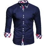 Lyseblå Casual Sommer Kortærmede skjorter i Bomuld Button down Med lange ærmer Størrelse XL med Striber 