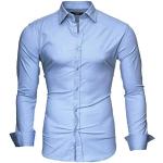 Pastelblå Casual Sommer Langærmede skjorter Button down Med lange ærmer Størrelse XXL med Striber 