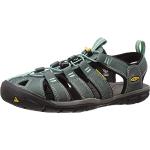 KEEN Women's Clearwater CNX Leather Aqua Shoes, Mineral blue yellow, 38.5 EU