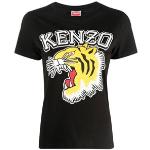 Sorte KENZO T-shirts med rund hals i Bomuld med korte ærmer Størrelse XL med Dyreprint til Damer 