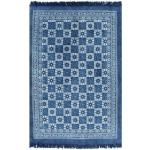 Kilim-tæppe med mønster bomuld 160 x 230 cm blå