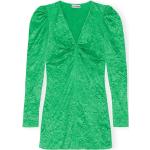 Grønne Korte Ganni Aftenkjoler i Satin med V-udskæring Med lange ærmer Størrelse XL til Damer på udsalg 