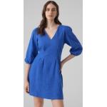 Blå Korte Vero Moda Aftenkjoler i Bomuld med V-udskæring Med 3/4 ærmer Størrelse XL til Damer på udsalg 
