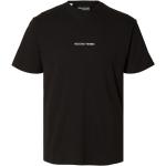 Sorte Selected Økologiske Bæredygtige Kortærmede t-shirts i Bomuld med korte ærmer Størrelse XL med Tern til Herrer 