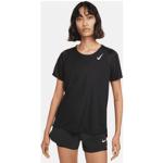 Sorte  Nike Dri-Fit Løbetrøjer med korte ærmer i Mesh med korte ærmer Størrelse XL til Damer 