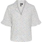 Hvide Pieces Kortærmede skjorter med Flæser med korte ærmer Størrelse XL til Damer på udsalg 