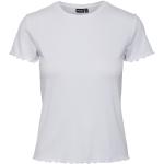 Hvide Pieces Kortærmede t-shirts med Flæser med rund udskæring med korte ærmer Størrelse XXL til Damer 